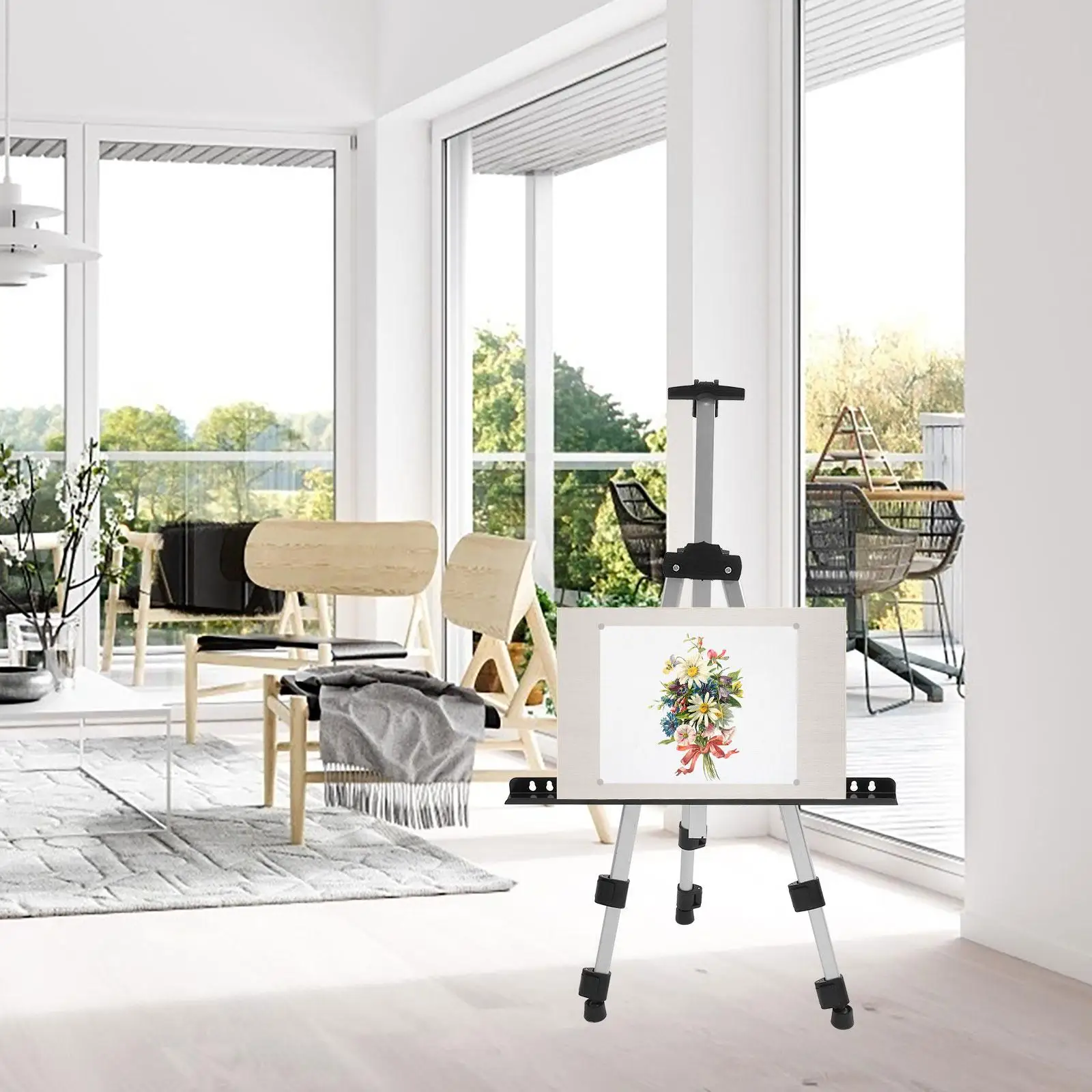 Foldable Easel Adjustable Stand for Sign Wear-resistant Painting Polyester Convenient Display Office