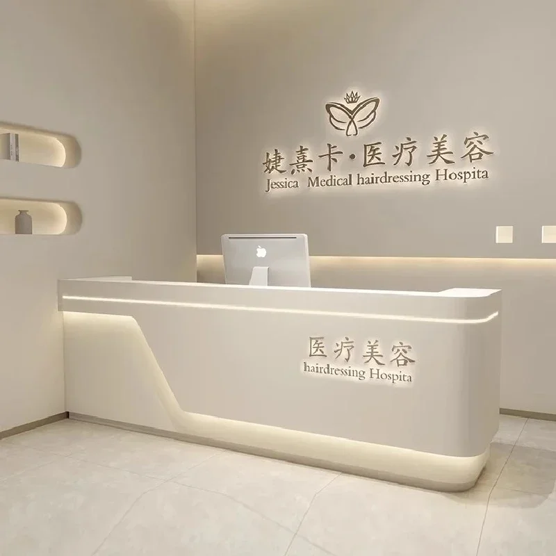 Office Mobile Store Reception Desks Modern Podium Beauty Salon Luxury Front Desk White  Reception Furniture