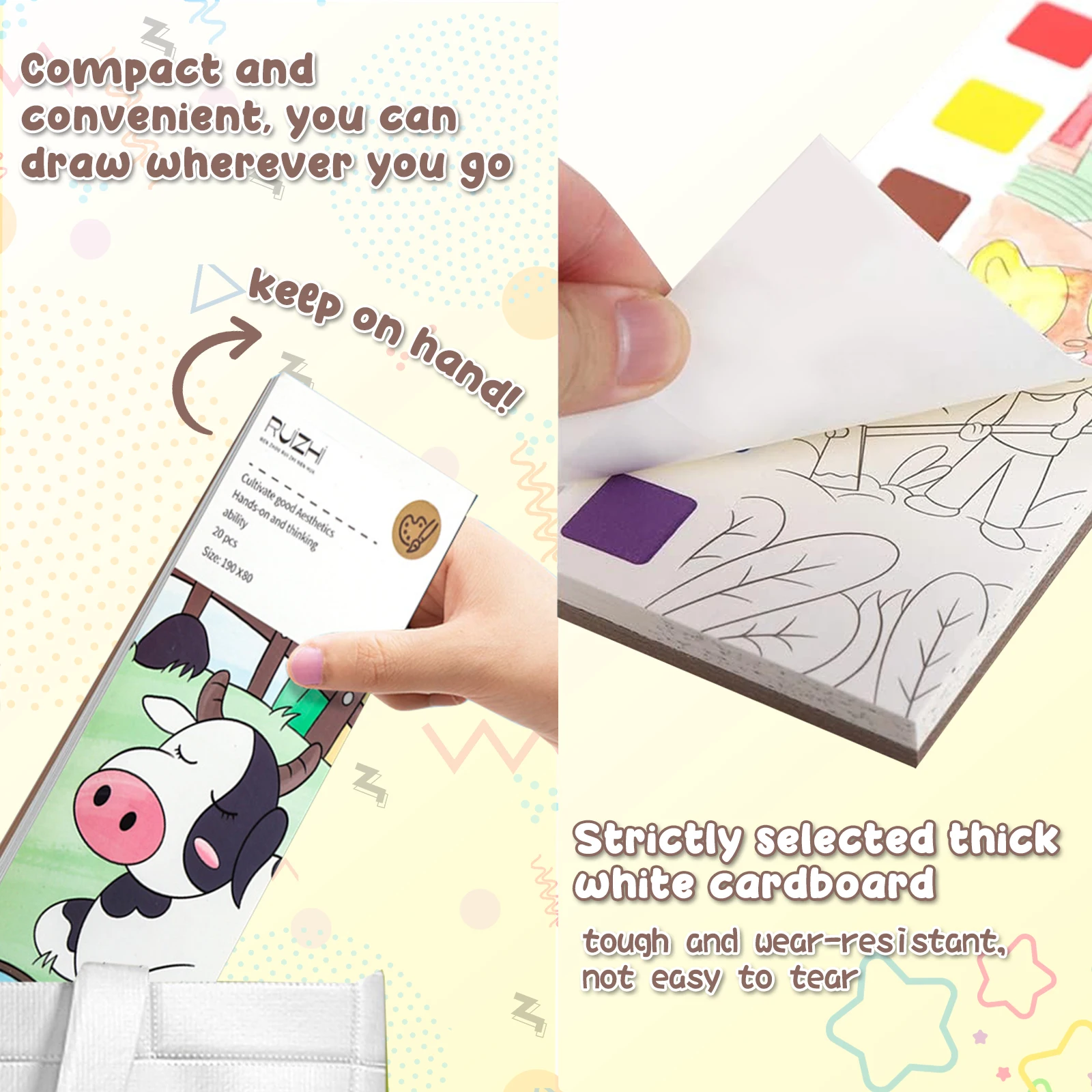 Verf met waterboeken, aquarel kleurboek, zak aquarel boek, reis magische verfset zak handboek geboorte