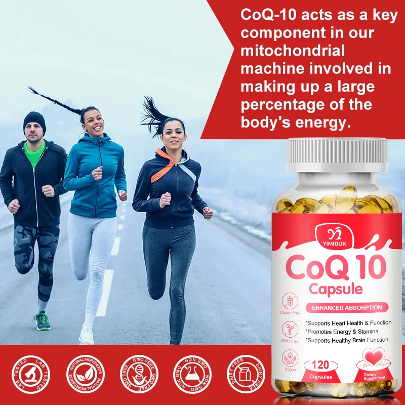 Ultra High Absorption Coq10 Capsules, 100Mg Coenzyme Q10 Promotes Cardiovascular & Heart Health Antioxidant Supplement images - 6