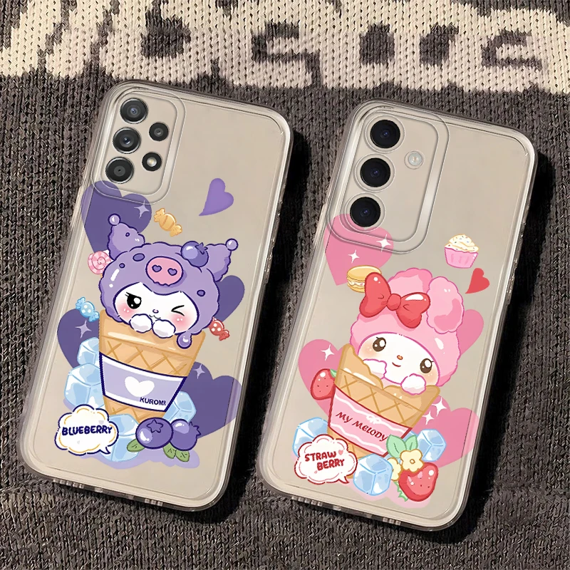 Funda de teléfono suave para Samsung Galaxy A73 A54 A15 A55 A23 A36 A13 A25 A26 A24 A14 A33 A56 A34 A35 melodía de dibujos animados Sanrio