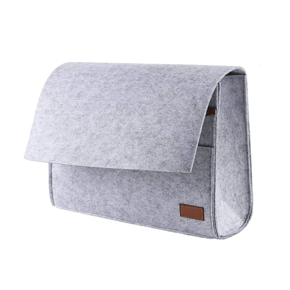 

Felt Storage Bag Hanging Organizer Grey Premium Material for Sofa Chair Bedside Dorm Room Cup Phone Remote Case Pouch