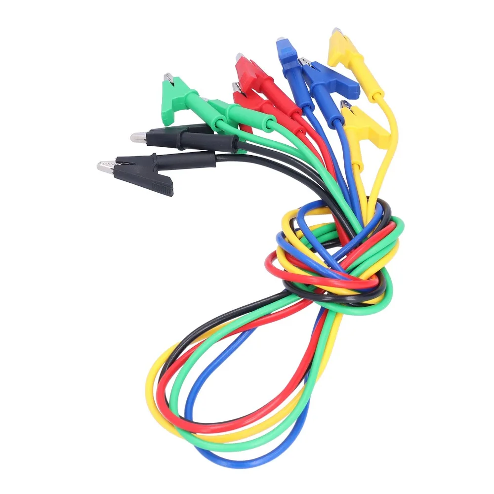

5PCS Durable Double End Test Cable 1m 5 Colors Test Leads Alligator Clips Electrical Testing