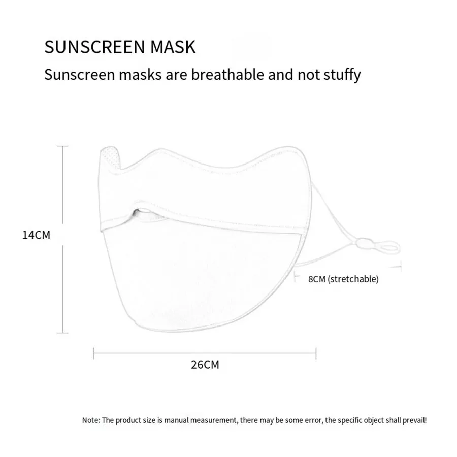 New Women's Facekini Double Chin Contouring Stereo Mask Summer Outdoor Travel Sun Protection Uv Ice Silk Fabric Light and Breathable Eye Protection Ear-Hanging Mask