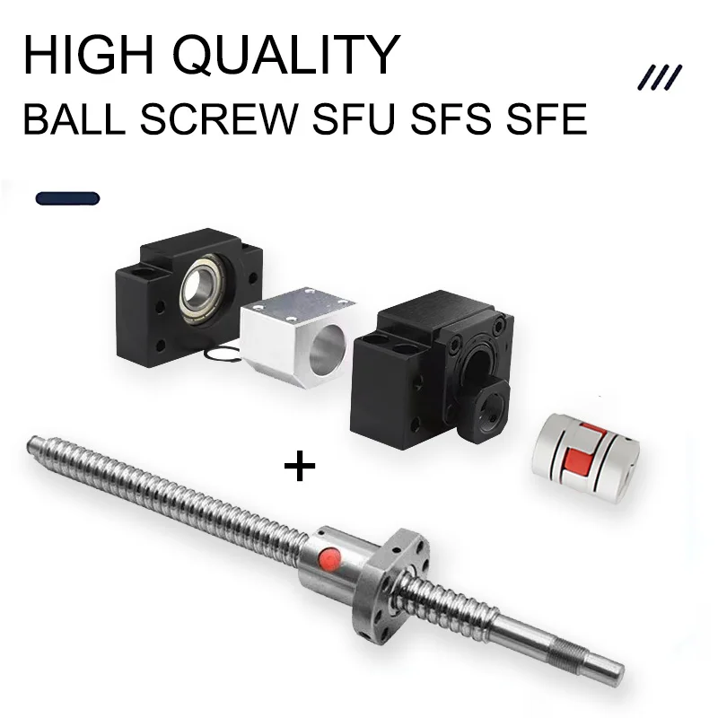

SFU3204 SFU3205 SFU3210 SFS3220 SFE3232 Ball Screw 300-1400mm Screw, Nut Holder Plus BK25BF25 Support Seat and Coupling