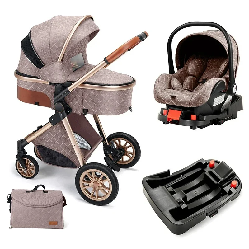 Baby Car Seat And Strollers Baby Pushchairs Carriage Poussette 3 En 1 Foldable Baby Stroller Pram 3 In 1 With Car Seat