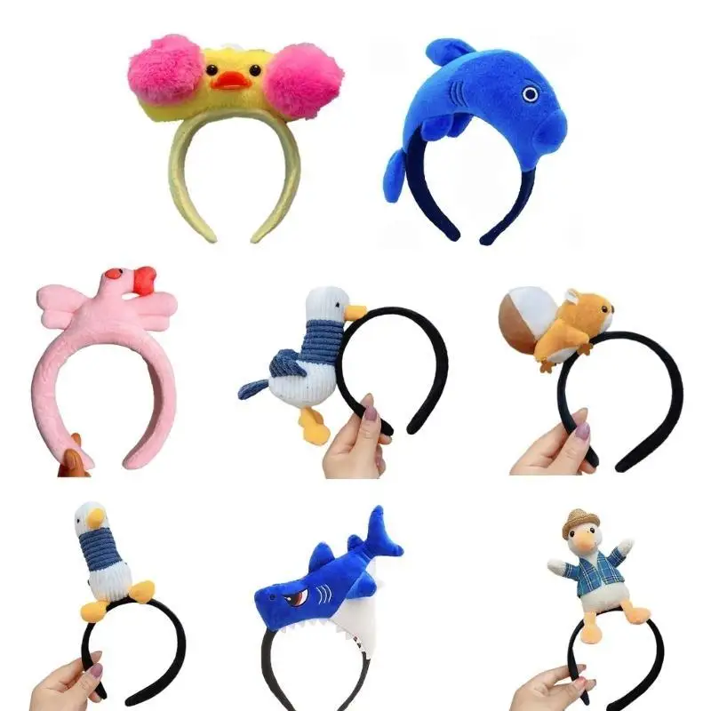 652F ぬいぐるみ漫画ヘッドバンドコスプレ衣装 動物ヘアフープ誕生日パーティーかぶと洗顔ヘアバンド髪の装飾