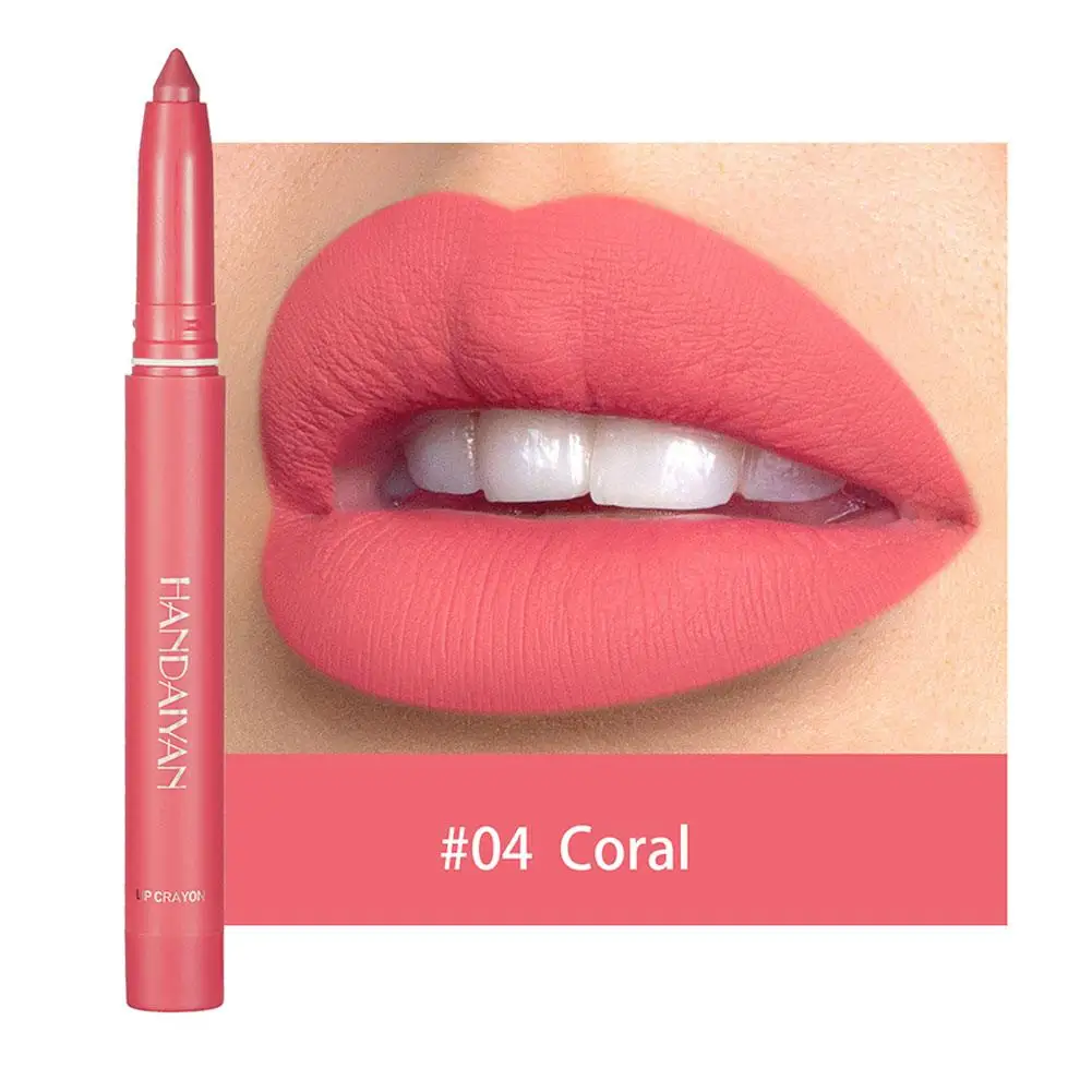 HANDAIYAN penna rossetto antiaderente Non sbiadito labbro opaco a doppio uso Lip Liner rossetto Waterproof Gloss Shape modifica O4Q8