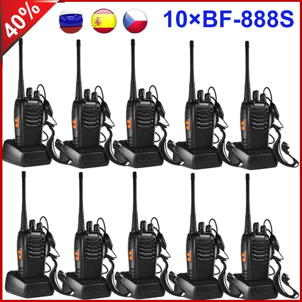 10 sztuk/partia oryginalny Baofeng BF-888S Walkie Talkie dwukierunkowy zestaw radiowy BF 888s UHF 400-470MHz 16CH walkie-talkie radia Transceiver