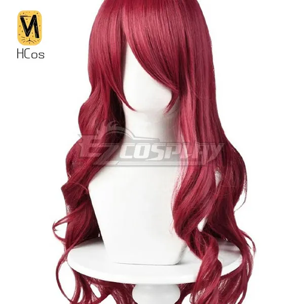 Handmade Cos Outfit: P3 Mitsuru Kirijo Cos Wig Wine Red Mid‑Length Curly Synthetic Hair Wig Game Character Hairpiece for Women - view 2
