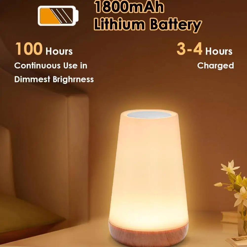 

Night Light LED Night Light Touch Lamp Bedside Table Lamp For Kids Bedroom Rechargeable Dimmable With Remote Control RGB Co B8Y6