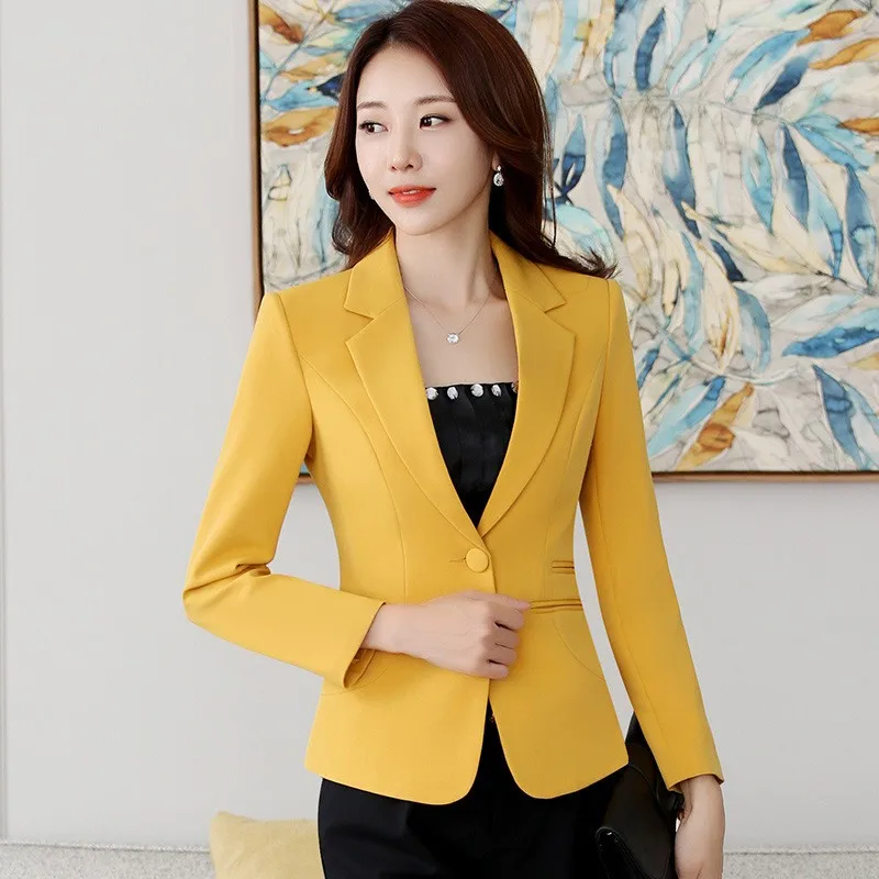 Women\'s Korean Office Blazer Top, Casual Coat, Small Suit, Lady Jacket, High Quality, Spring, Autumn, S-5XL, 1 Pc