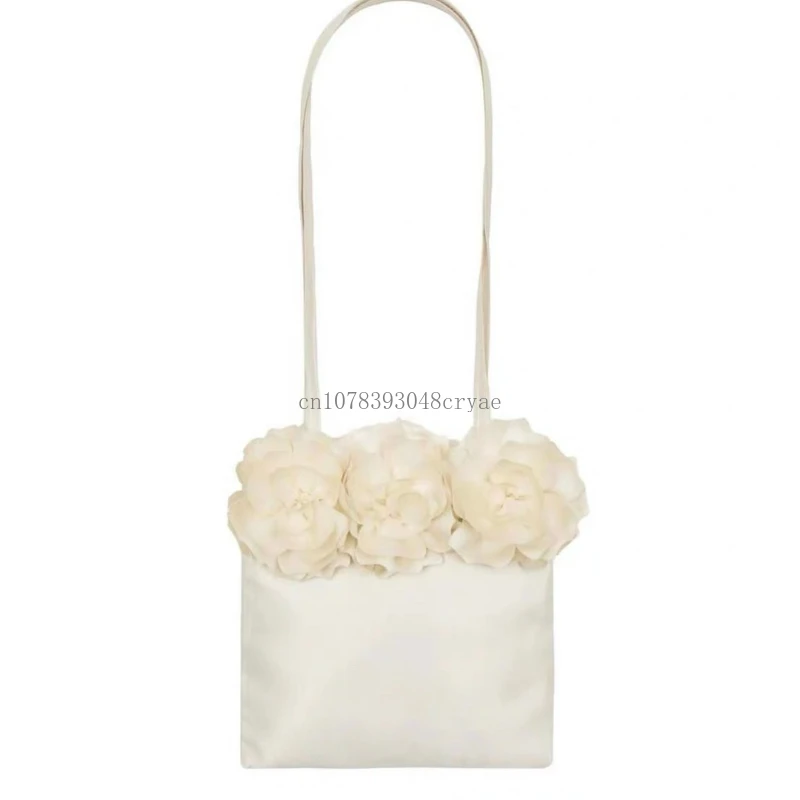 Borse di lusso in raso rosa Design borsa a tracolla fiore pieghettato di seta borse da sposa donna coreana borse Casual stilista