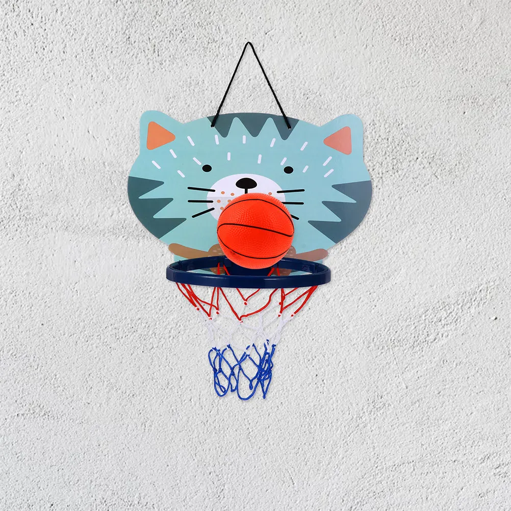 1Set Basketball Frame Cartoon Patterned Hanging Indoor Outdoor Plaything Mini Basketball Rack for Kids Hand Eye Coordination