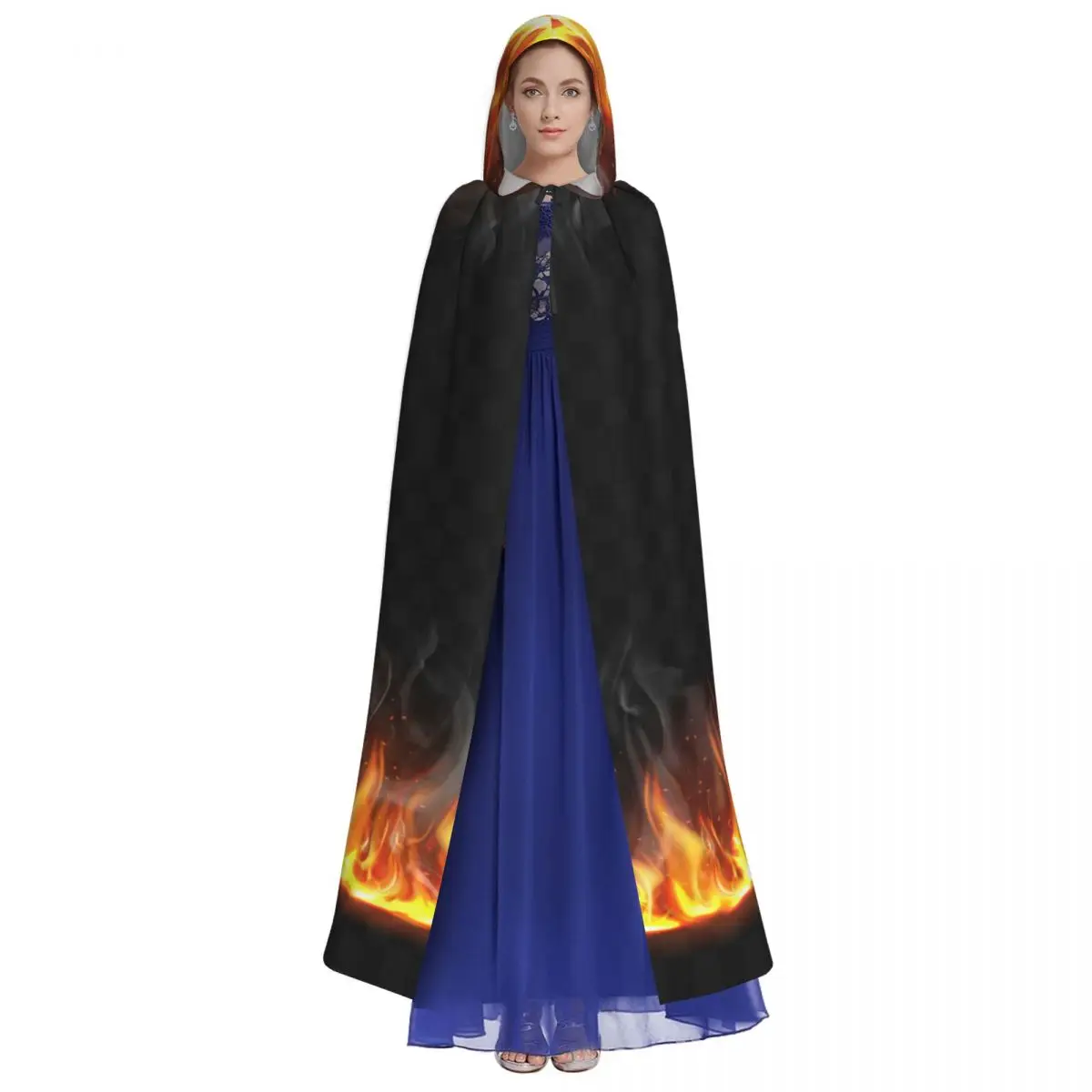 Fire Unisex Witch Party Reversible Hooded Adult Vampires Cape Cloak