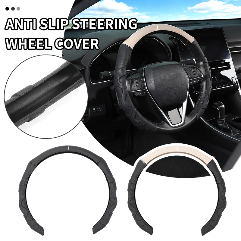 Accesorios para coche, funda para volante de cuero genuino de 38 cm para todas las estaciones, para Lincoln Nautilus, Aviator, Navigator, MKZ, MKX, Voyager