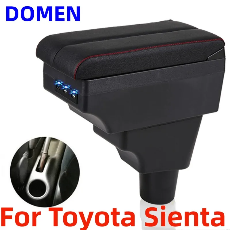 For Toyota Sienta  Armrest box Interior Parts Car Central Content With Retractable Cup Hole Large Space Dual Layer USB Charging