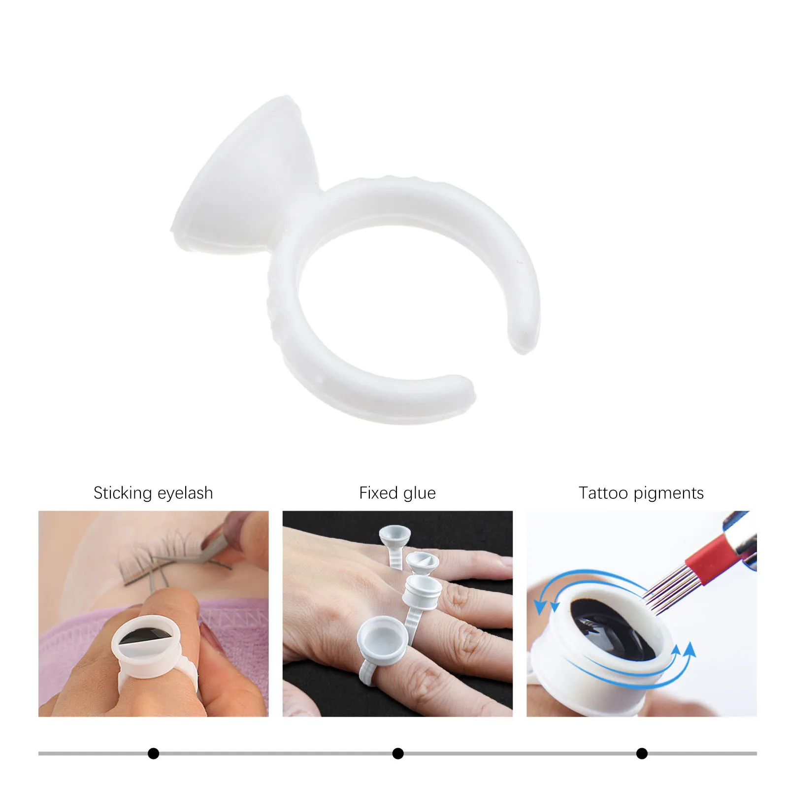 100pcs Plastic Glue Rings Disposable 2.50X1.70X1.70Cm White Small Size For Eyelash Extension Application Glue Ring Holder Fast