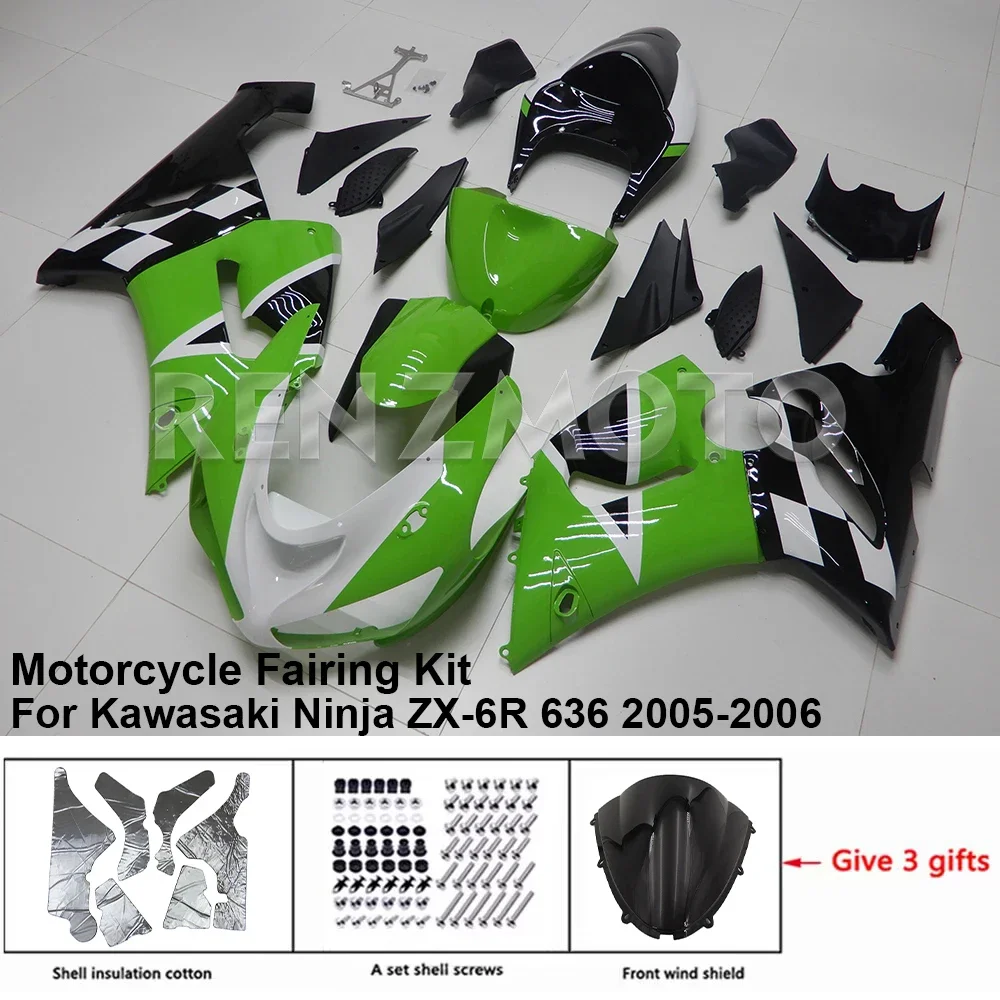 For Kawasaki Ninja ZX-6R 636 2005-06 Fairing Motorcycle Set Body Kit Decoration Plastic Guard Plate Accessories Shell K0605-111a