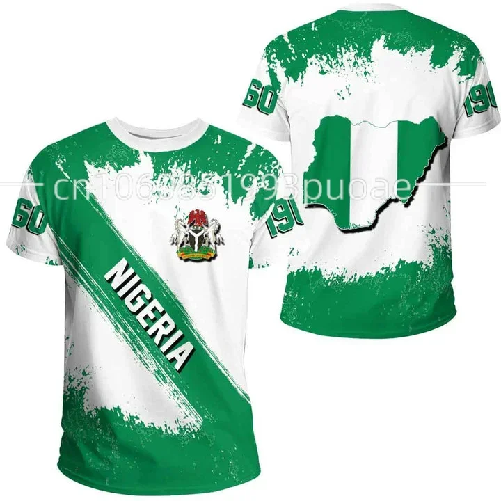 Nigerian  Coat Of Arms Flag Emblem 3D Printed T-Shirt Top Summer Tee For Men Streetwear Shorts Sleeve Sport Casual Clothes