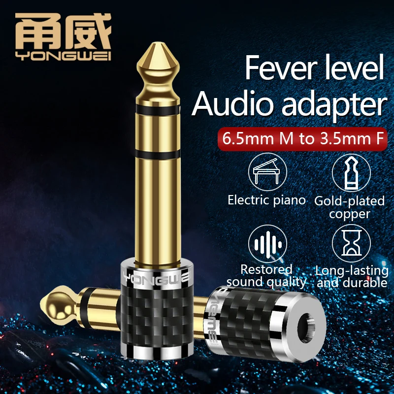 

YONGWEI 6.5 to 3.5 mm Headphone RCA Jack Plug Adapter High-end Gold-plated Audio Guitar Electric Piano Converter Connectors