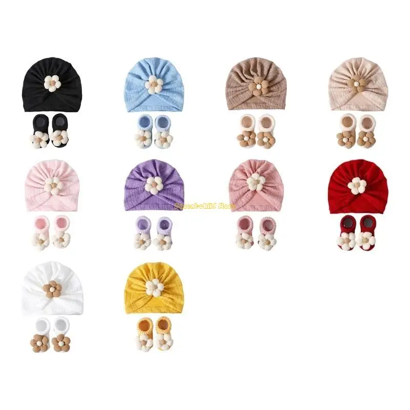 

WXTD Infant Knitted Hat Sock set Stylish Newborn Baby Hat & Socks Set for Newborns Up To 12 Months Perfect For Any Occasion
