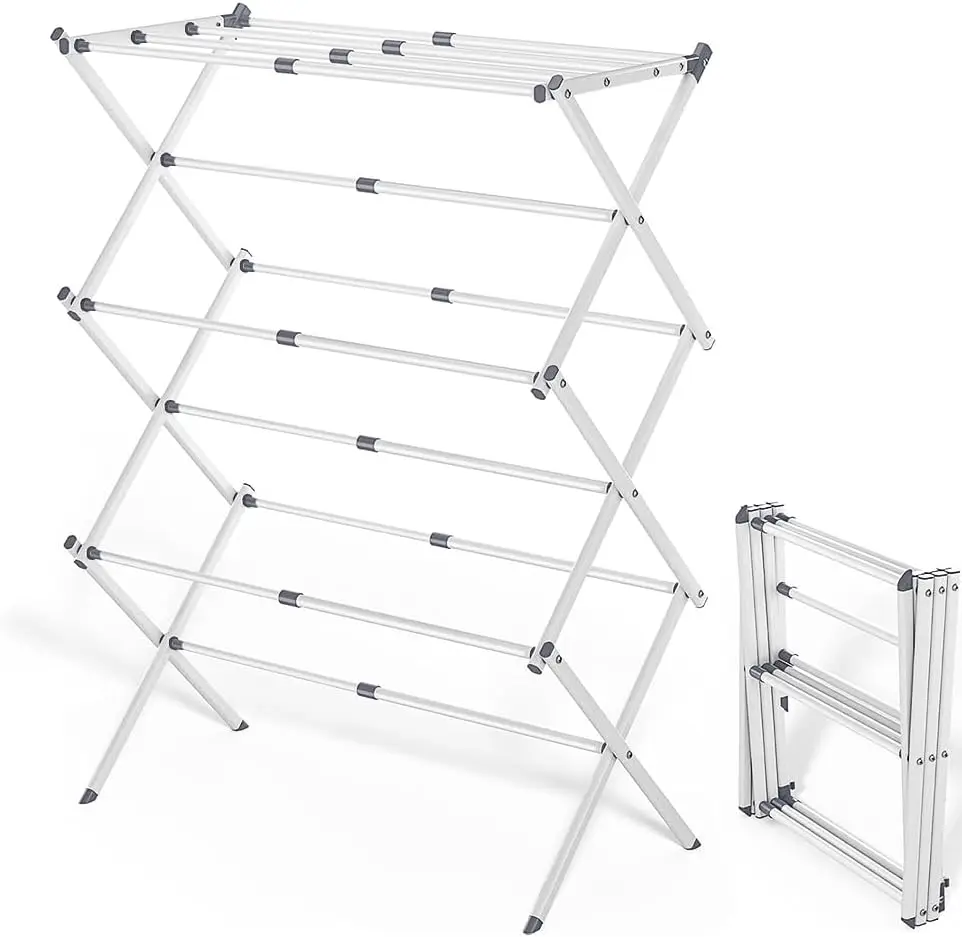 

Складная сушилка для белья для дома с четырьмя вешалками, портативная, раздвижная, белая