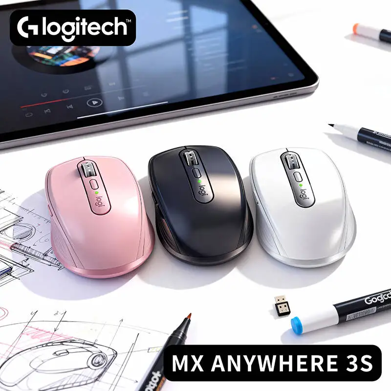 

USB-C Charging Logitech MX Anywhere 3S Mouse Wireless 8K DPI Silent Click Rechargeable Ergonomic for PC Mac Office Travel