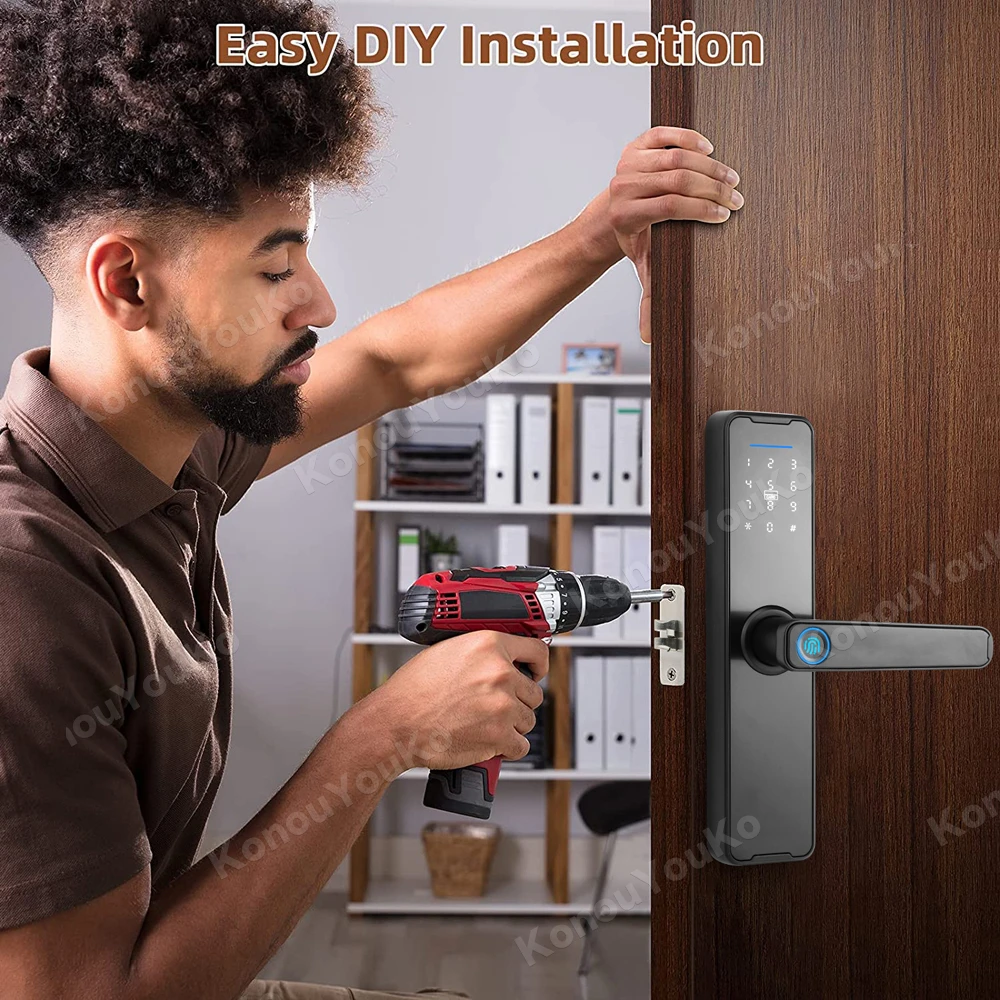 Tuya Smart Home fechadura eletrônica, Impressão digital biométrico, Digital Door Lock Key, Cartão de senha, Proteção Casas de Segurança, Vida inteligente