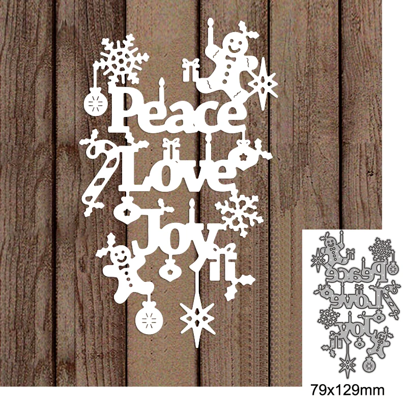 

Peace Love Joy Metal Cutting Dies For DIY Scrapbook Cutting Die Paper Cards Embossed Decorative Craft Die Cut New Arrival