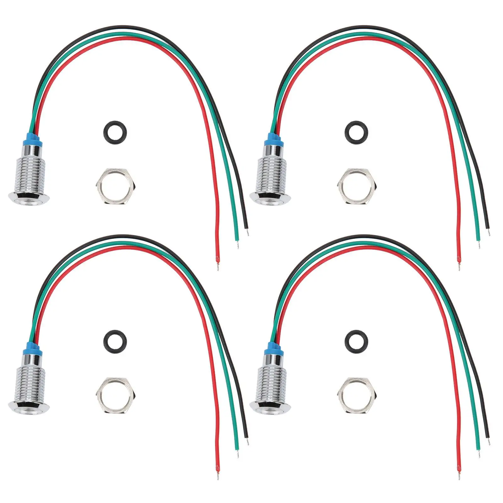 4 juegos de LED redondos precableados, 10mm, 2 colores, impermeables, a prueba de polvo, cátodo común, 110-220V