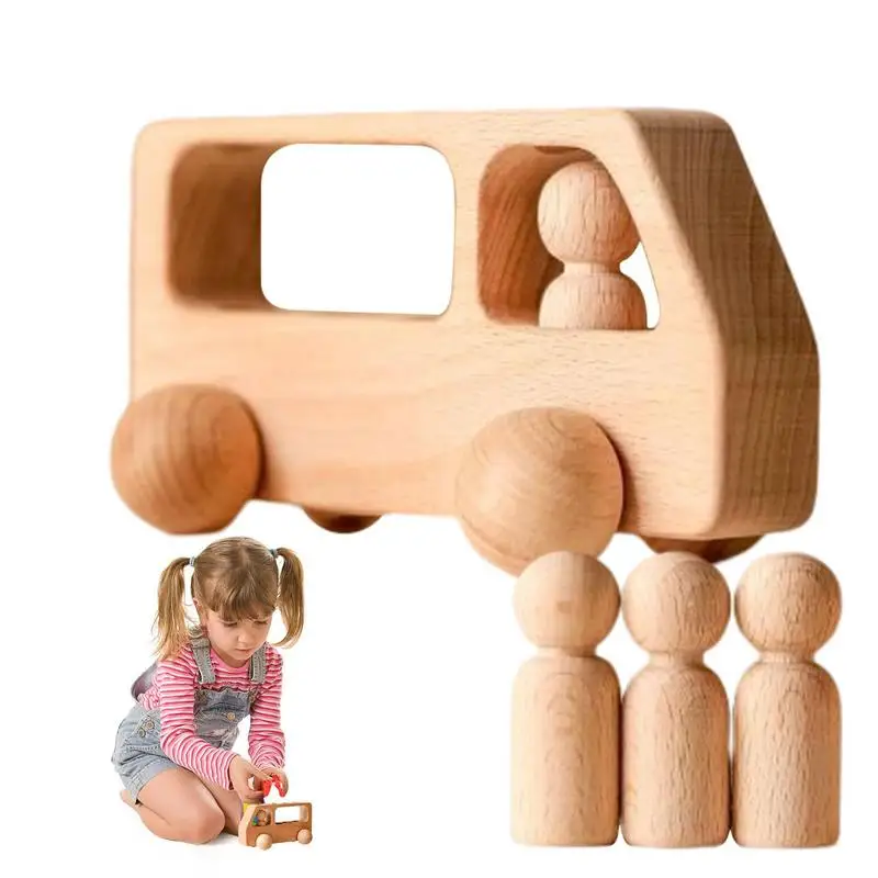 Montessori Wooden Toys For Children Christmas Gifts Puzzle Game Cartoon Wood Peg Dolls Educational Toy Car Newborn Baby Blocks