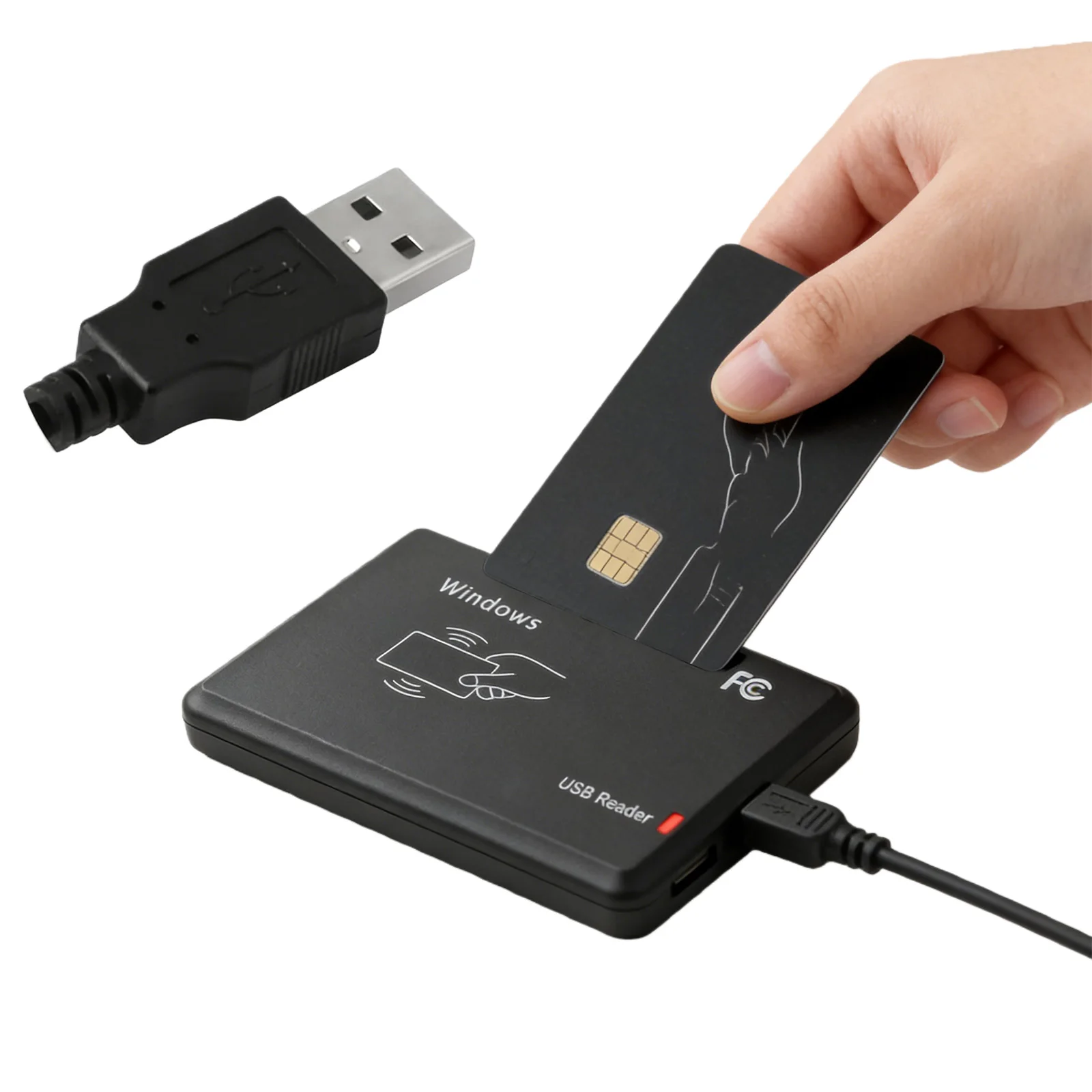 Contactless IC Card Reader Writer with LED Indicator/Buzzer RFID IC Card Reader Compatible for Windows Linux MacOS