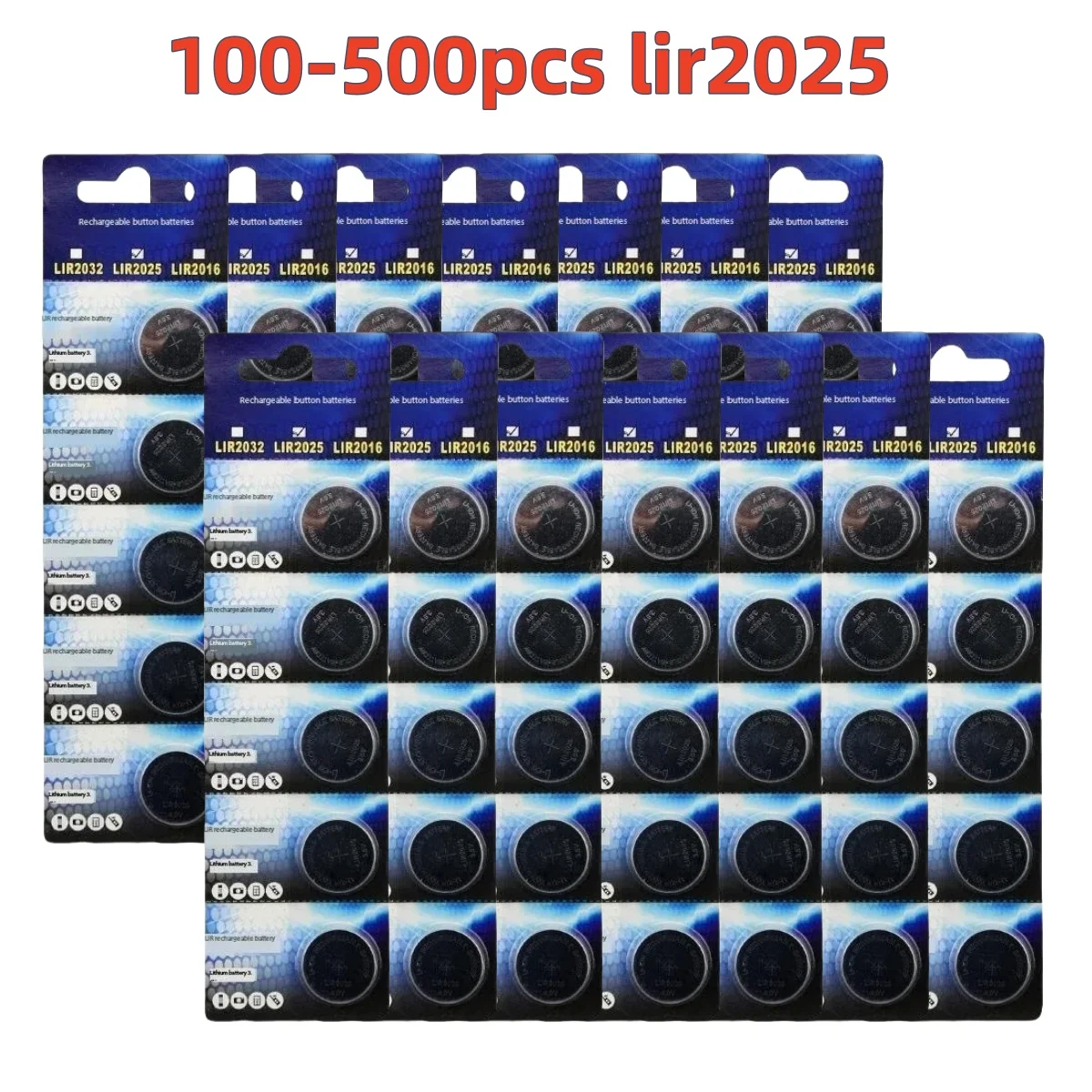 

100-500PCS LIR2025 Conveniently Rechargeable Battery Lithium charging Can Replace 3.6v 35mAH CR2025 for watches Coin Battery