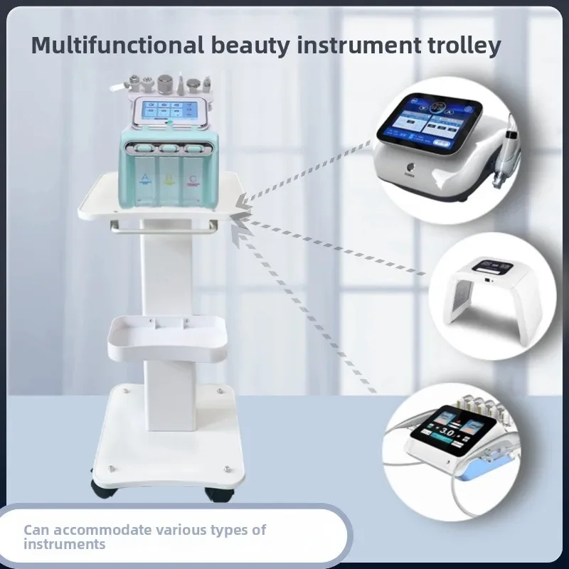 Beauty Equipment Cart with Handle Oil Free Trolley with Base Tray for Studio Spa Clinic Beauty Tools Transporter Salon Trolley
