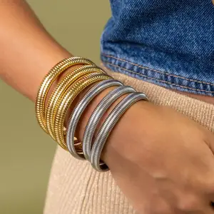 Peri'sbox Elastik paslanmaz çelik, toptan metal, punk, bilezik kadınlar 18 k altın kaplama charm 8/10/12/20 / 16mm bilek kayışı, elastik, özel Bilekliğin ilk 10 satışı, cartier nail - №9