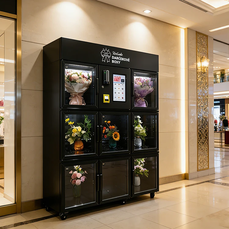 10-Space Rotating Flower Vending Machine Refrigerated Locker Type Flower Dispenser