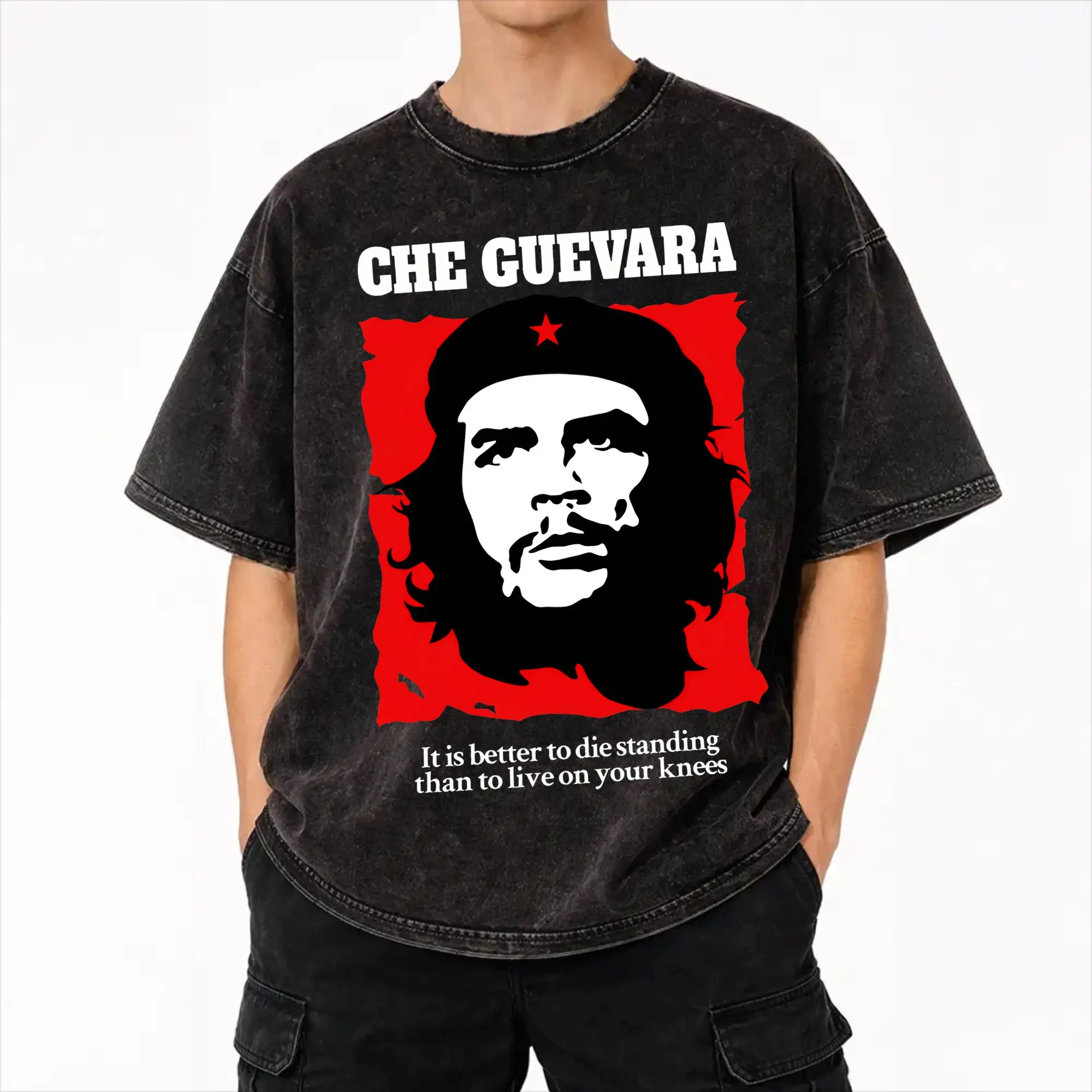 Che Guevara  Outfit Washed T Shirt Men Women Streetwear Hip Hop T-Shirt Summer  Tees Tops Short Sleeve