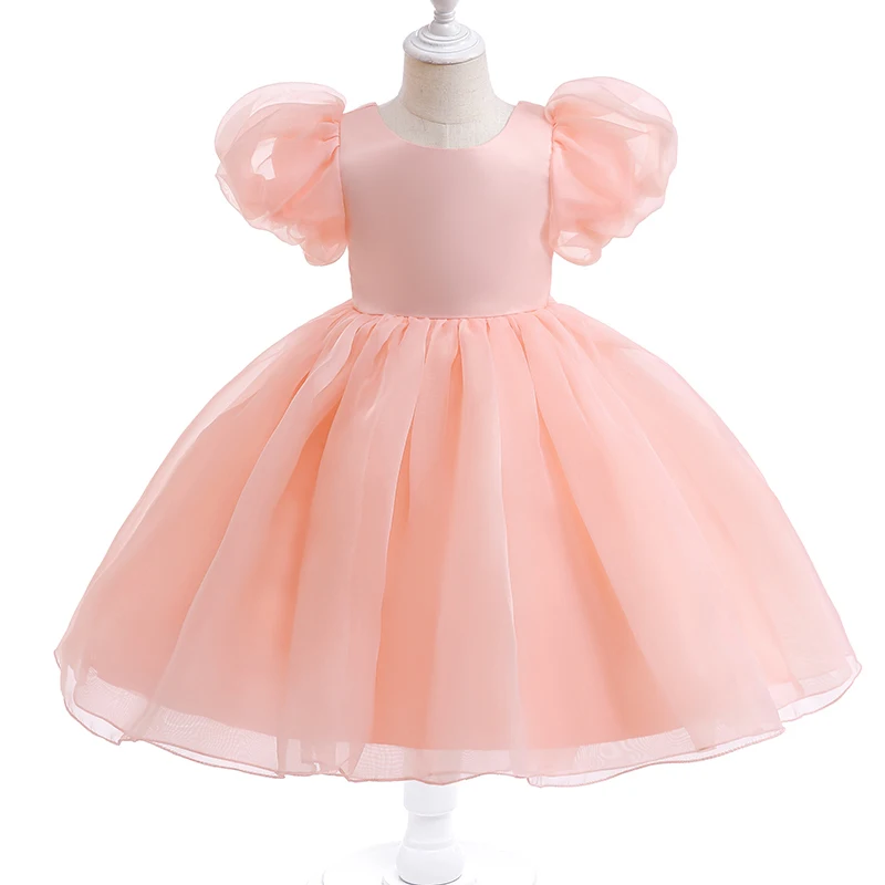 White Fluffy Kids Party Dress For Girl Children Costume Organza Princess Dresses Girls Clothes Birthday Wedding Tutu Gown