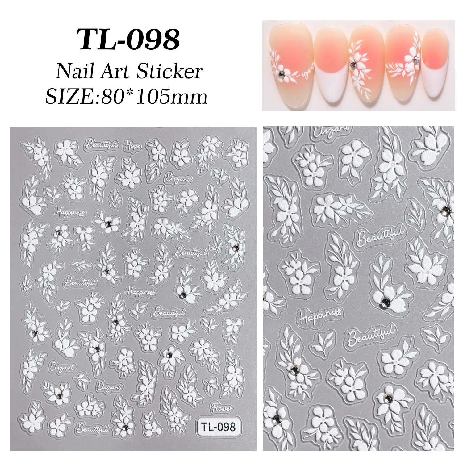 2 قطع ضوء فاخر الحب كريستال الماس الصغيرة زهرة بيضاء مسمار ملصقات تنقش 3D الوردي مقوس دانتيل زهرة ملصقات #6