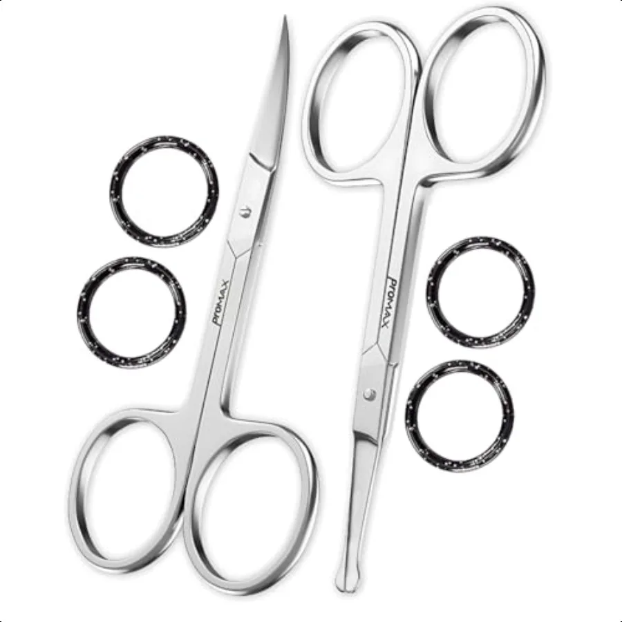 

ProMax Care Eyebrow Scissors Small Scissors for Men and Women Curved and Rounded Nose Hair Scissors for Grooming Mustache Beard