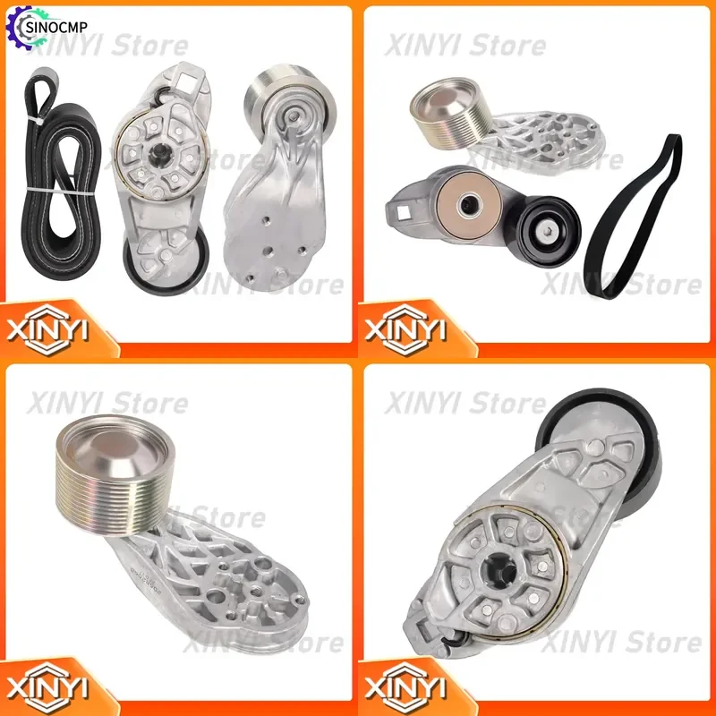 12 Grooves Fan Tensioner Set for Volvo D13 Engine 21714847 20582558 20582557 Truck Belt Tensioner Pulley V Ribbed Belt