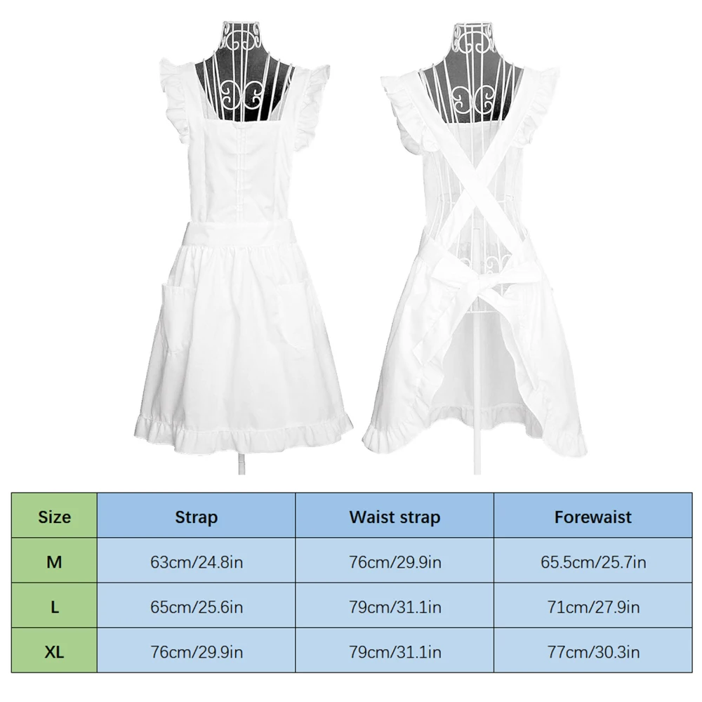 Maid Apron Retro Women Aprons White Cute Cotton For Kitchen Cooking