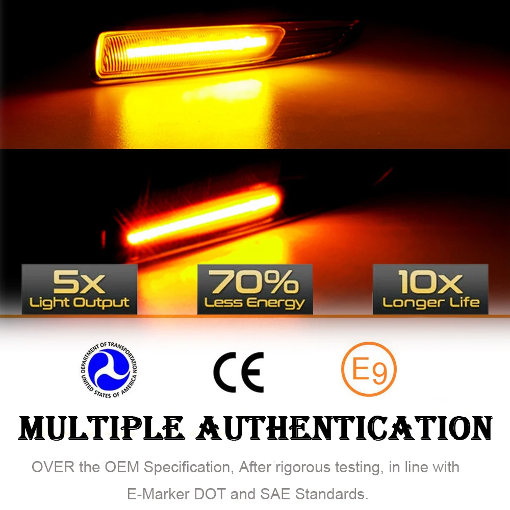 2x LED Front Fender Side Marker Light Repeat Blinker Indicator For Ford Mondeo Mk4 Hatchback Saloon Estate Turnier BA7 2007-2015