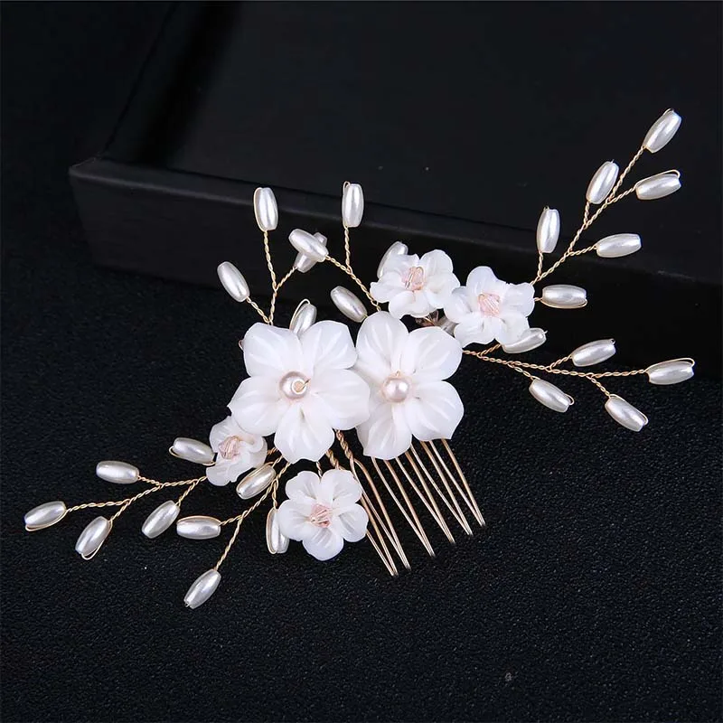 

Wedding Bridal Rhinestone Faux Pearls Hairpin Flower Peacock Hair Clip Comb Wedding Rhinestone Faux Pearl Hair Clip Bridal Hair