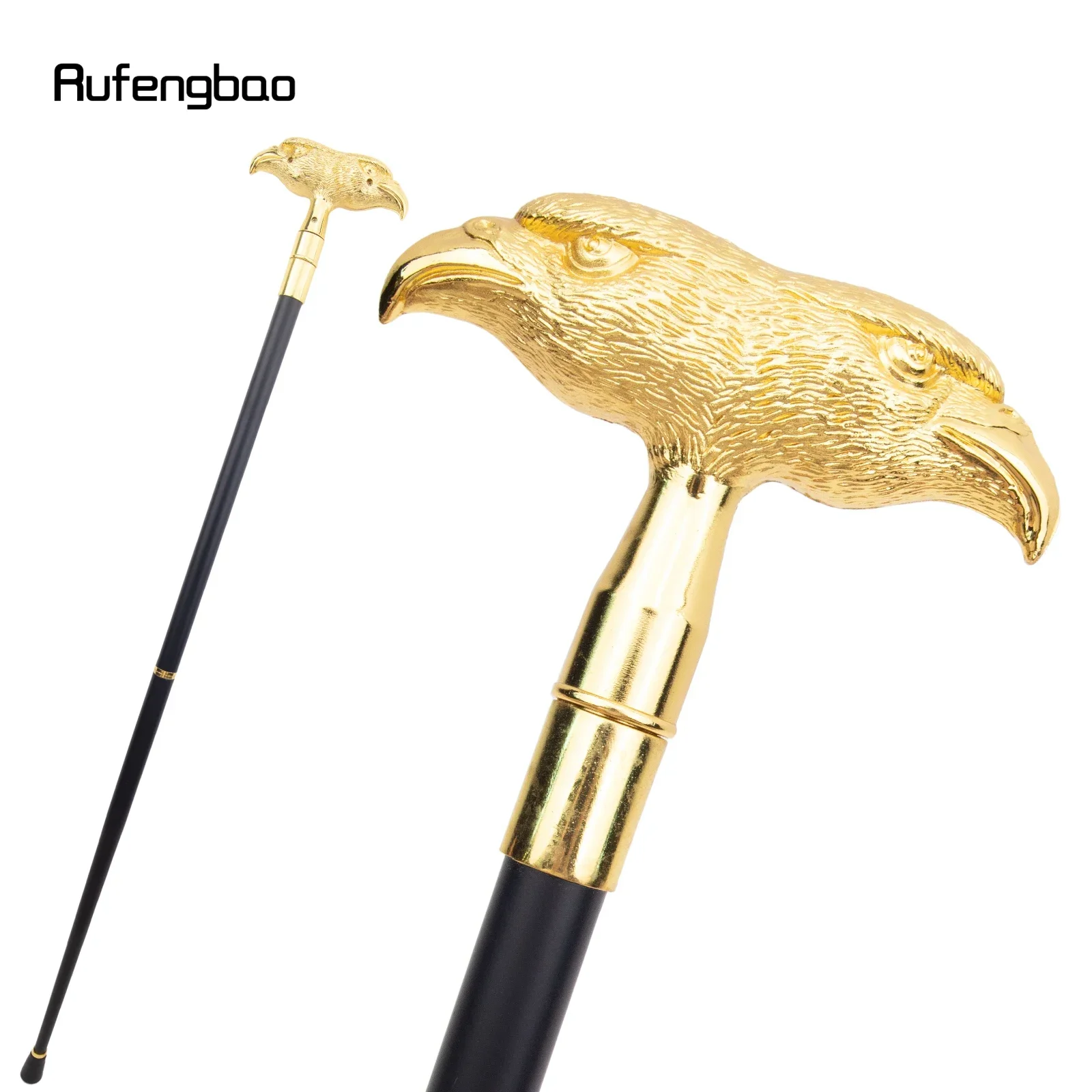 

Gold Luxury Double Eagle Head Walking Cane Fashion Stick Elegant Cosplay Cane Knob Crosier 93cm Performance Stage Cane