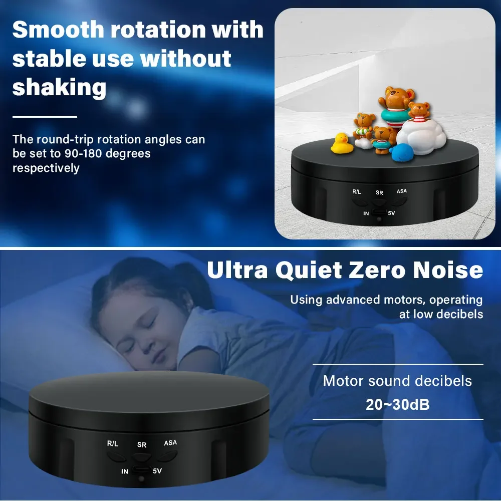 Tabletop Mirror Jewelry Holder Electric Rotating Turntable Display Stand 360° Degree 145mm for Photography Video Shooting Props
