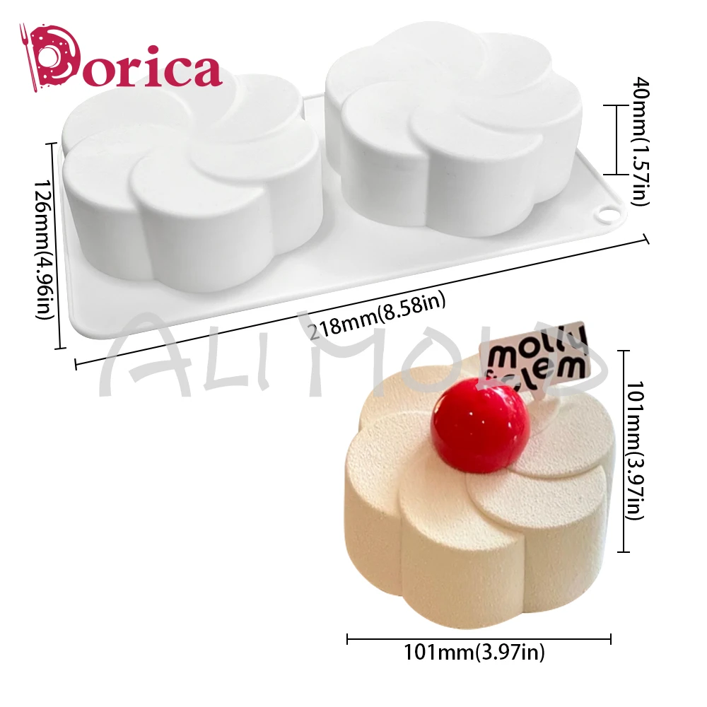 Dorica Fan-shaped Flower Silicone Molds Pudding Chocolate Mousse Mould Pastry Baking Pan Cake Decorating Tools Kitchen Bakeware