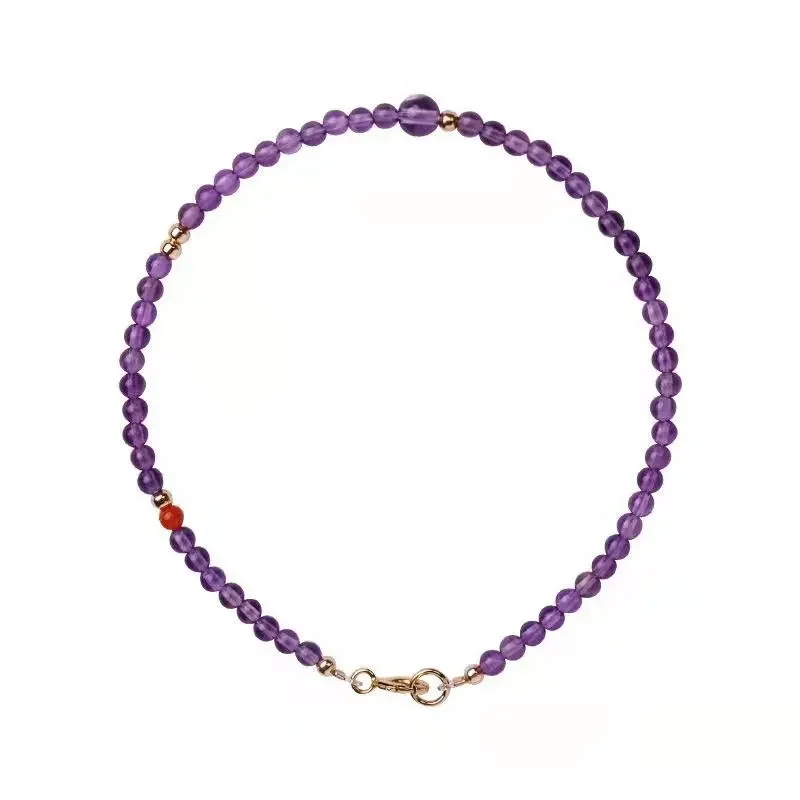 Natural crystal bracelet women's extremely fine and fresh gold beads purple gas Donglai bracelet