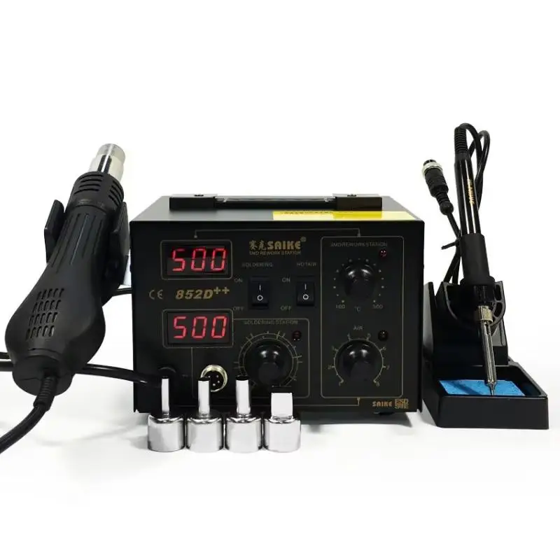 Soldering Iron 2 in 1 SMD Hot Air Gun SAIKE 852D++ Soldering Station Desoldering Station